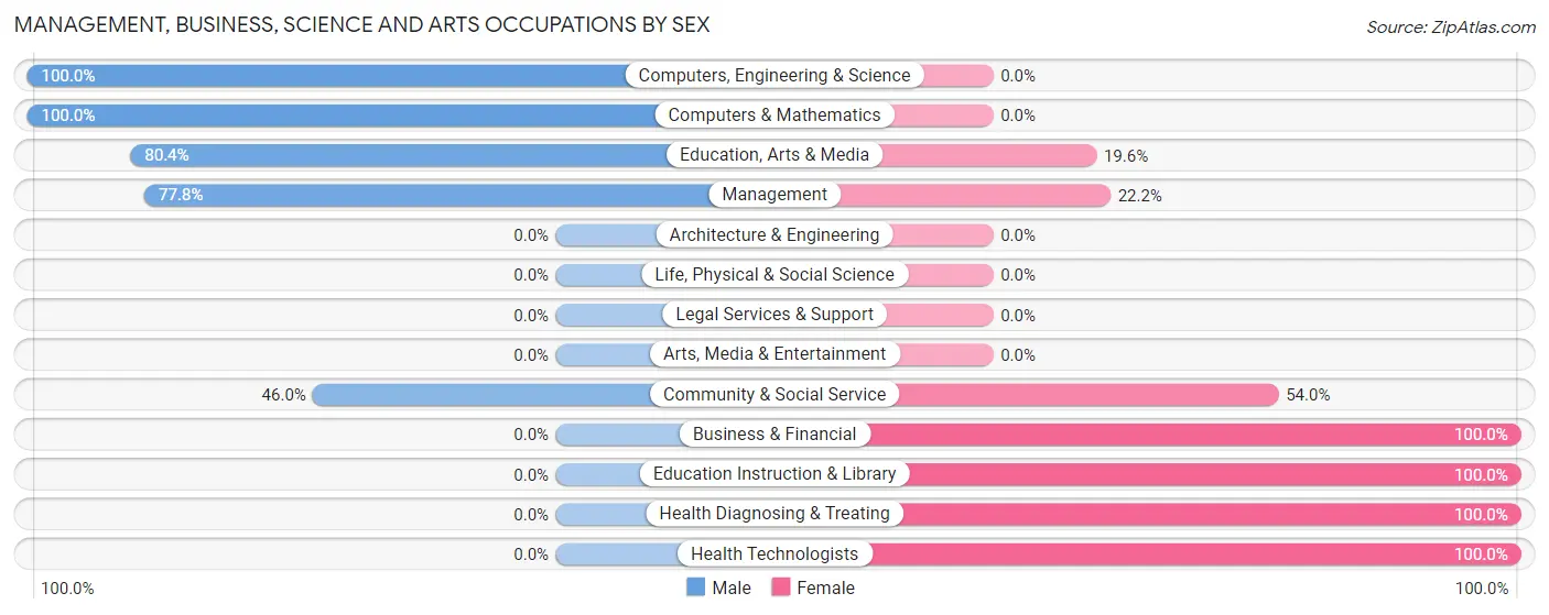 Management, Business, Science and Arts Occupations by Sex in Zip Code 26142