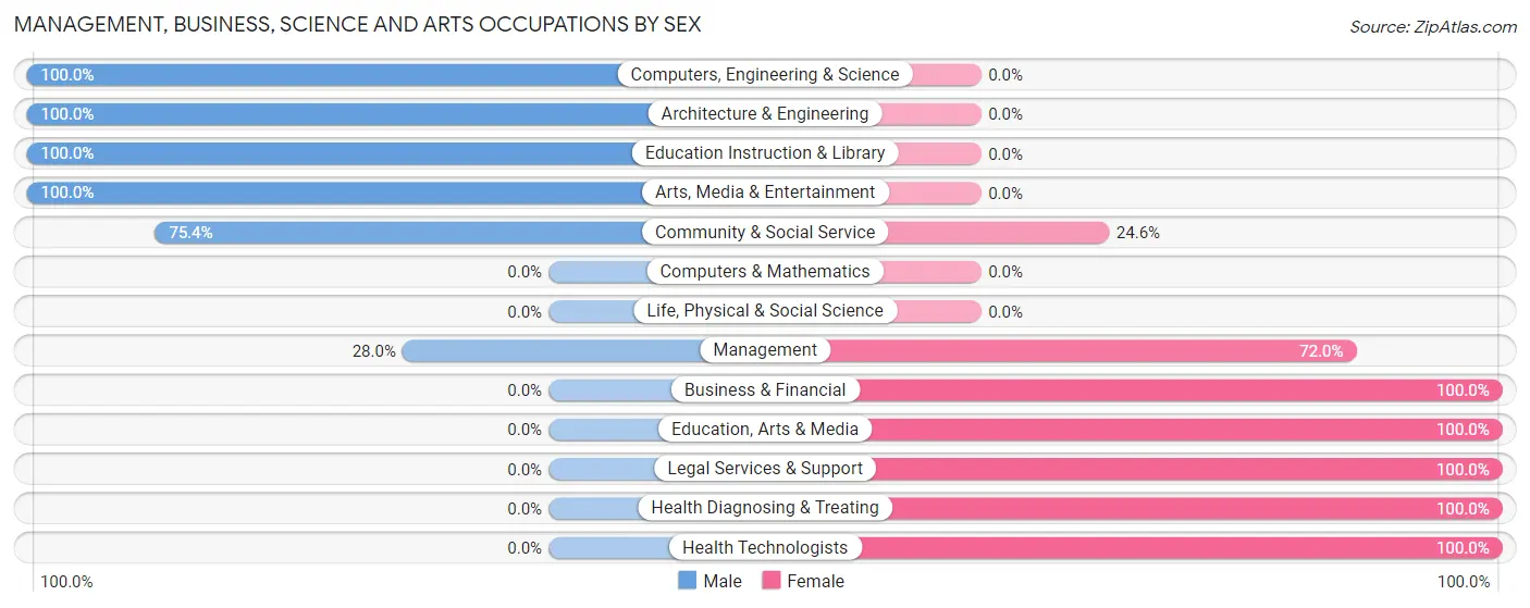 Management, Business, Science and Arts Occupations by Sex in Zip Code 26149