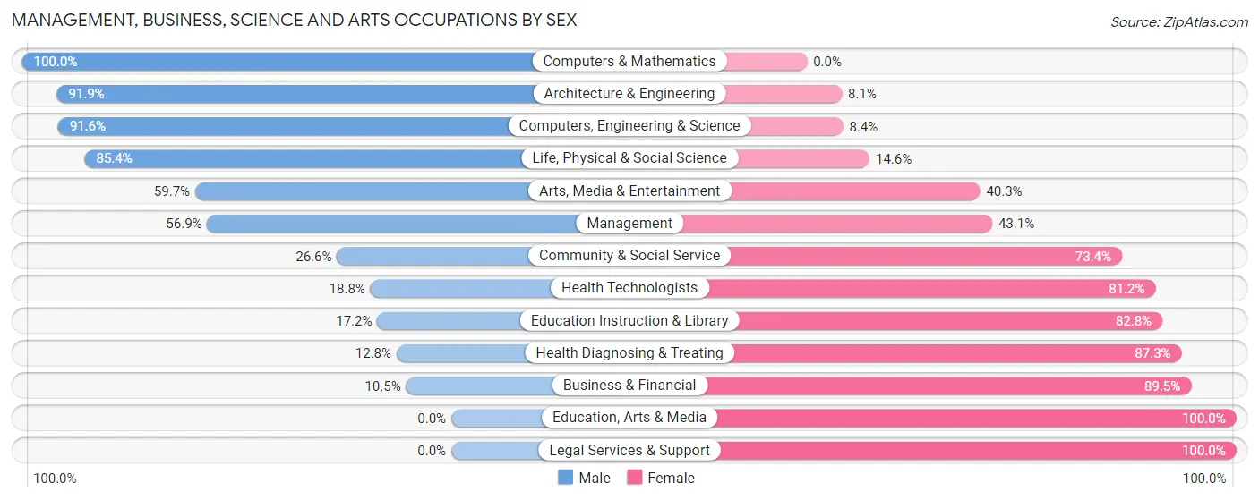 Management, Business, Science and Arts Occupations by Sex in Zip Code 26170