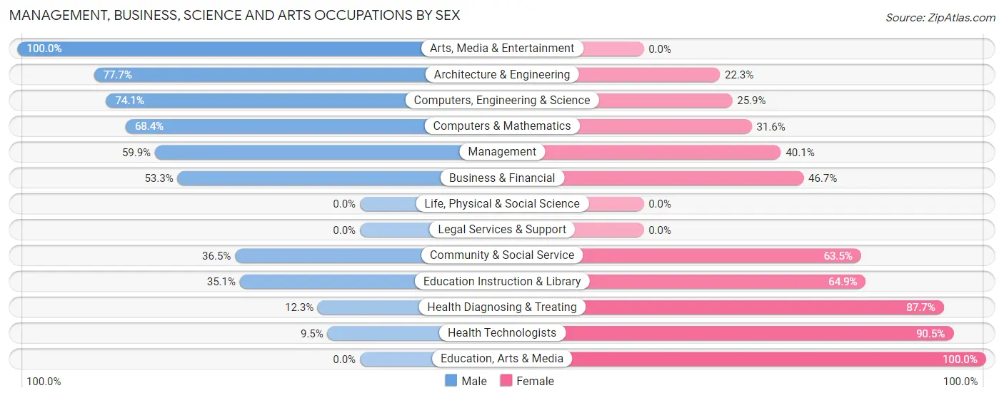 Management, Business, Science and Arts Occupations by Sex in Zip Code 26181