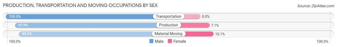 Production, Transportation and Moving Occupations by Sex in Zip Code 26187