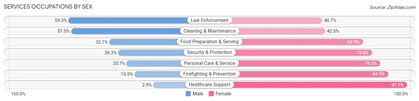 Services Occupations by Sex in Zip Code 26201