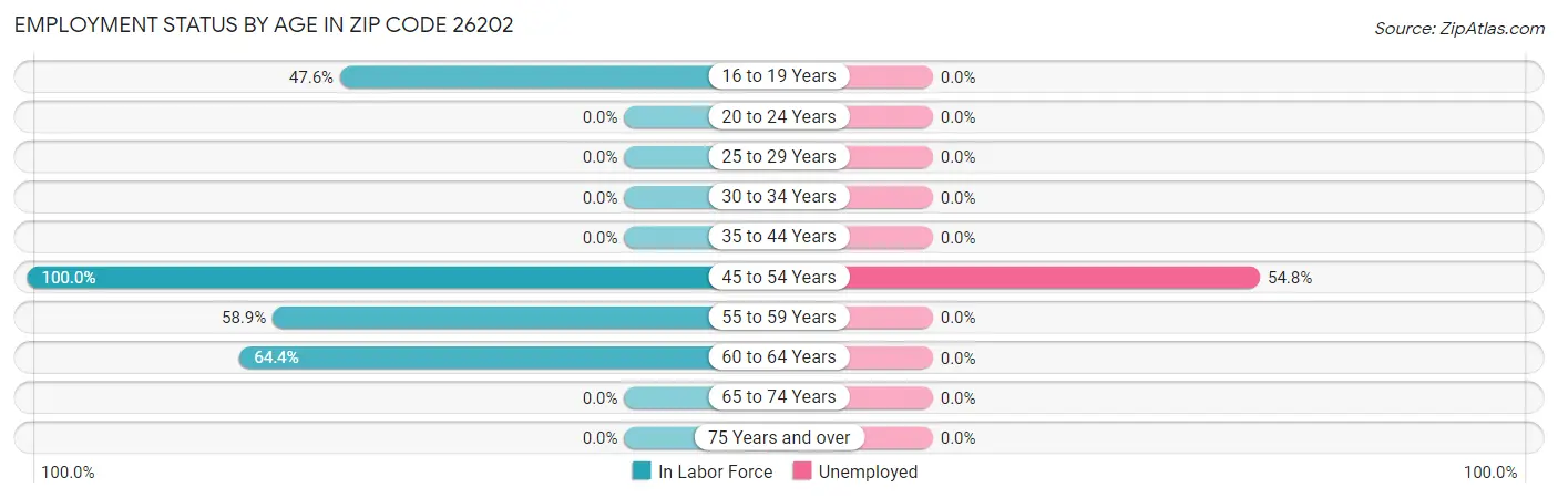 Employment Status by Age in Zip Code 26202