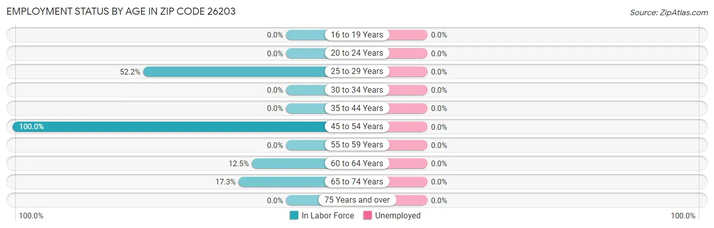 Employment Status by Age in Zip Code 26203