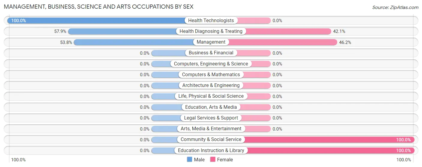 Management, Business, Science and Arts Occupations by Sex in Zip Code 26206