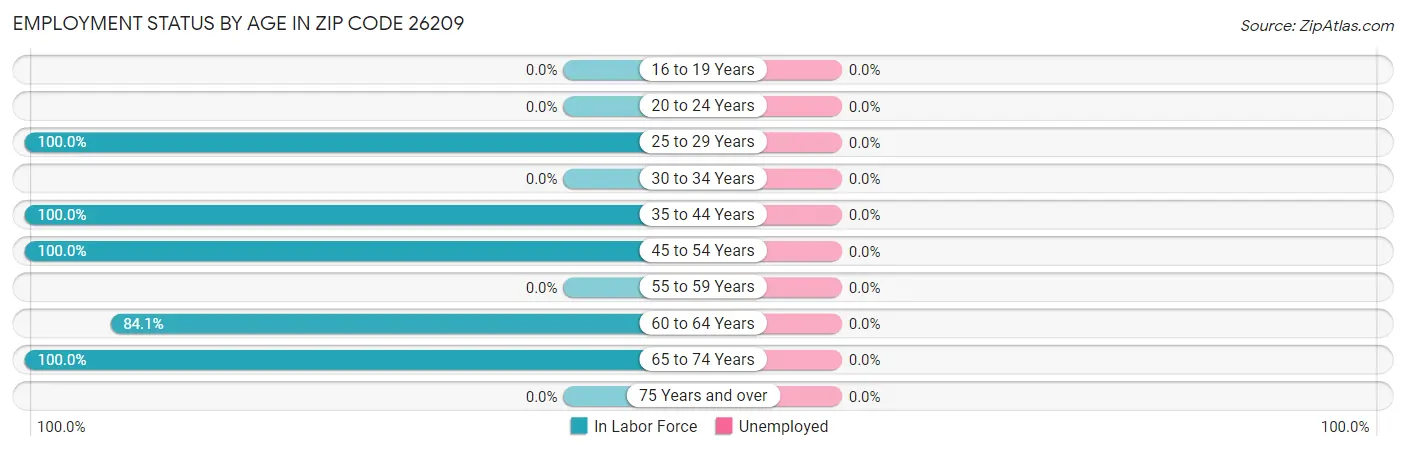 Employment Status by Age in Zip Code 26209