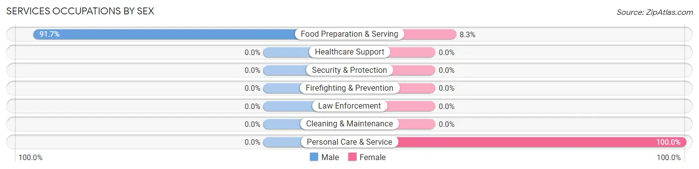 Services Occupations by Sex in Zip Code 26209
