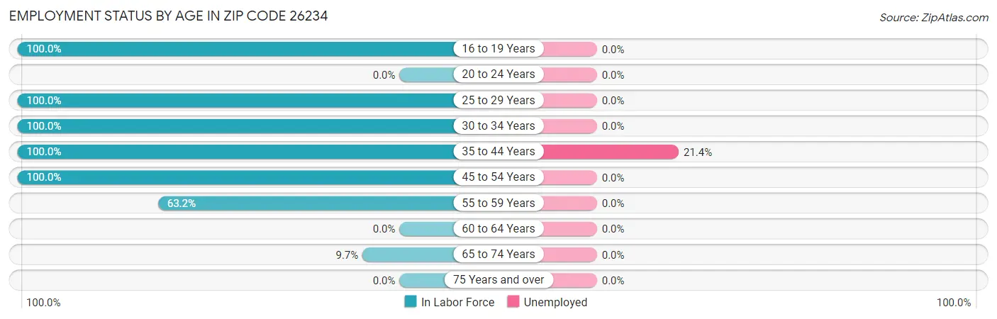 Employment Status by Age in Zip Code 26234