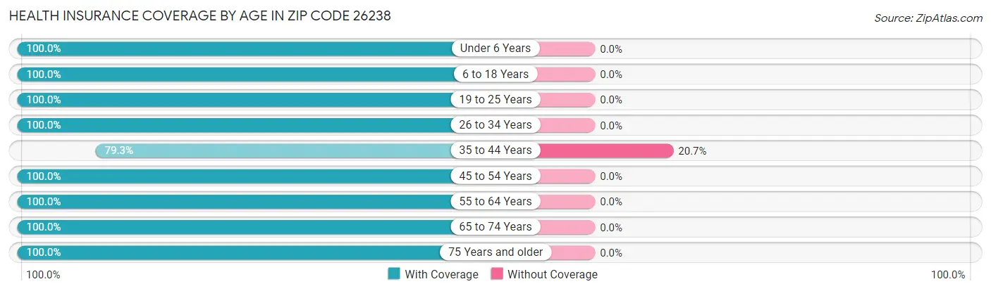 Health Insurance Coverage by Age in Zip Code 26238