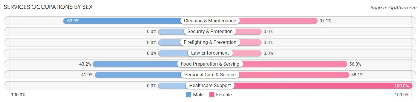 Services Occupations by Sex in Zip Code 26253