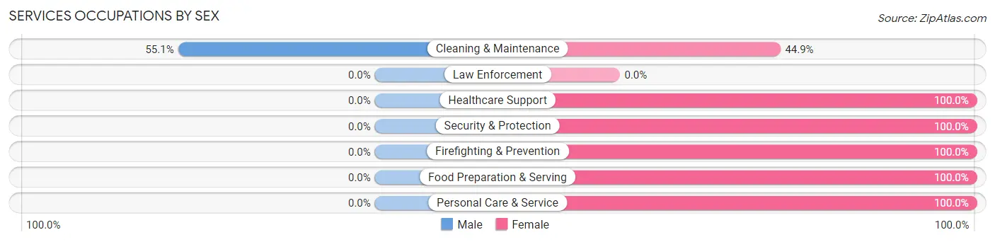 Services Occupations by Sex in Zip Code 26257
