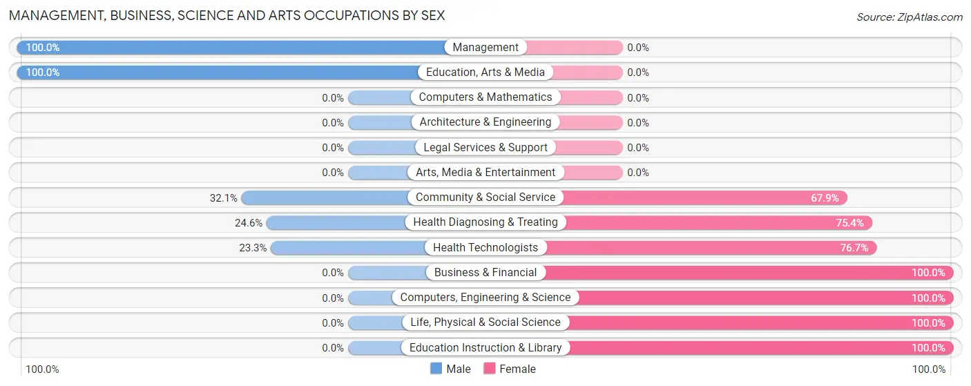 Management, Business, Science and Arts Occupations by Sex in Zip Code 26269