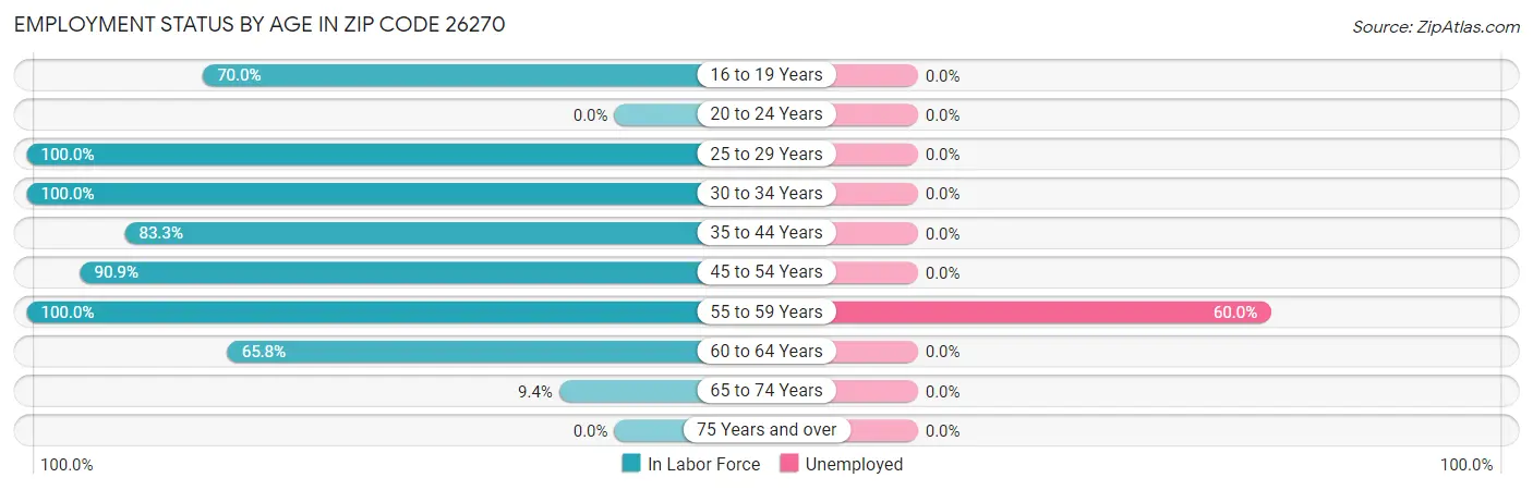 Employment Status by Age in Zip Code 26270