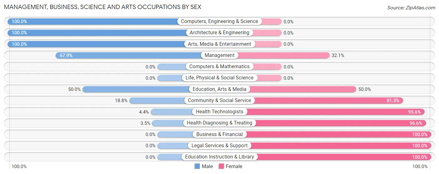 Management, Business, Science and Arts Occupations by Sex in Zip Code 26288