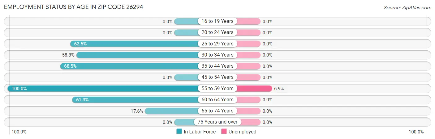 Employment Status by Age in Zip Code 26294