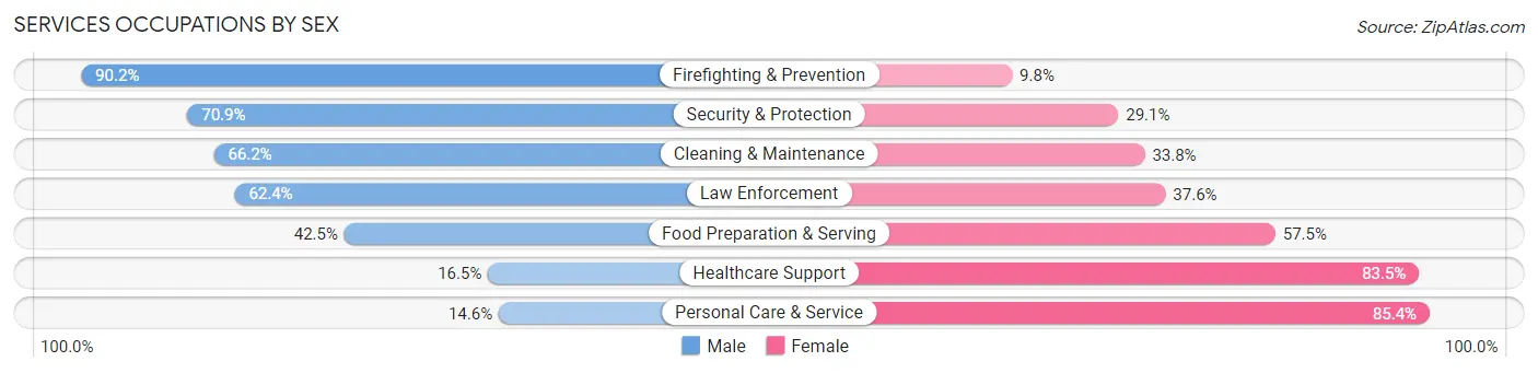 Services Occupations by Sex in Zip Code 26301