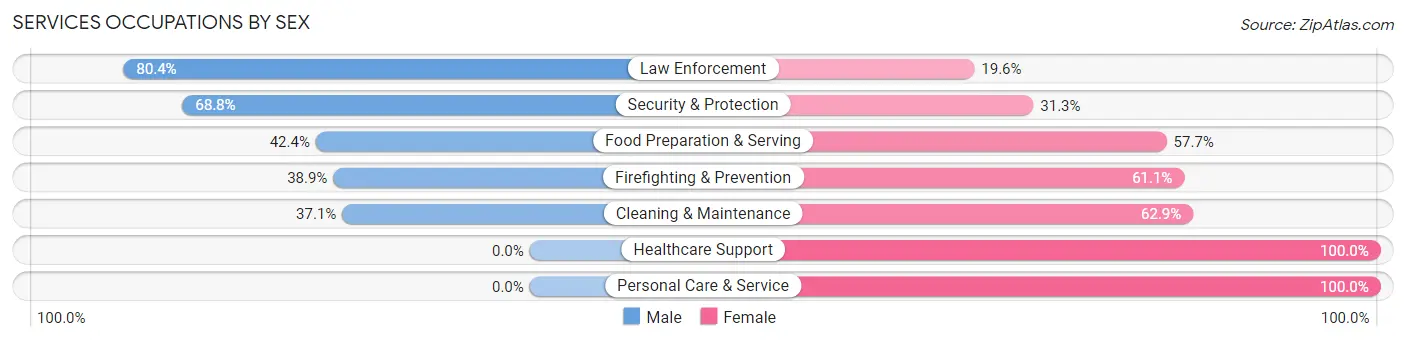 Services Occupations by Sex in Zip Code 26354
