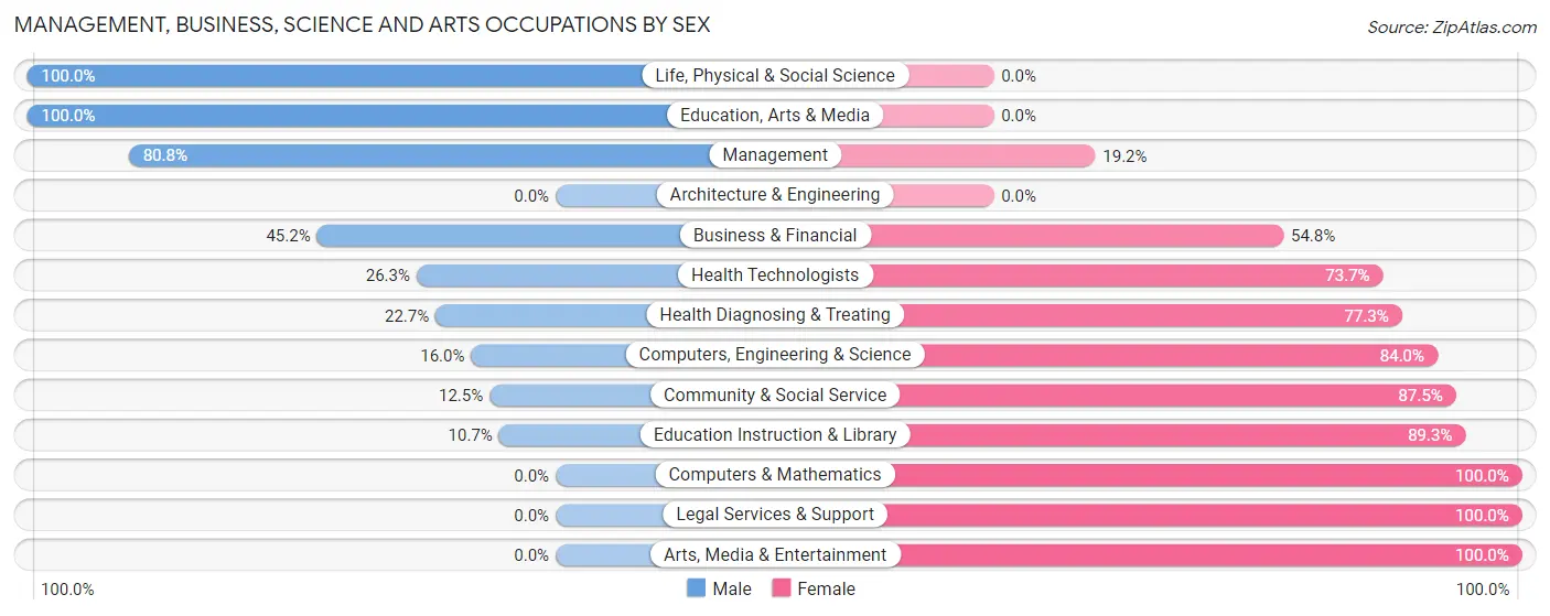 Management, Business, Science and Arts Occupations by Sex in Zip Code 26362