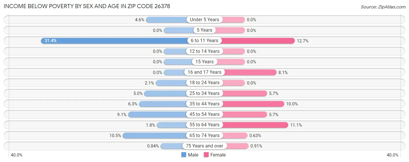 Income Below Poverty by Sex and Age in Zip Code 26378