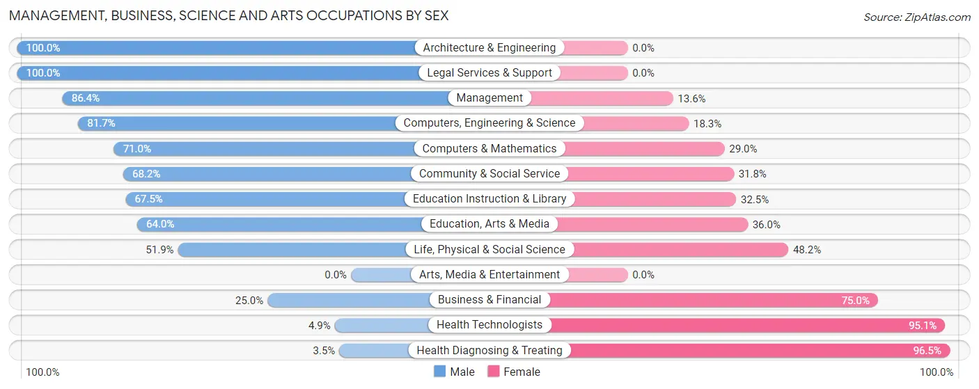 Management, Business, Science and Arts Occupations by Sex in Zip Code 26385