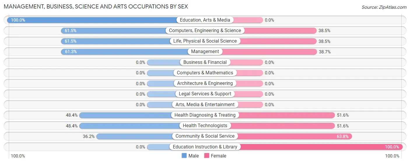 Management, Business, Science and Arts Occupations by Sex in Zip Code 26405
