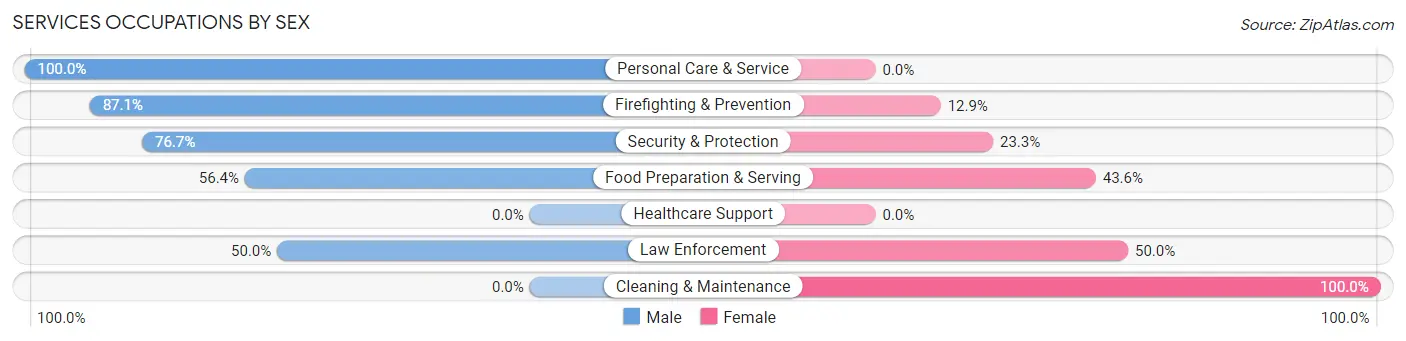 Services Occupations by Sex in Zip Code 26408