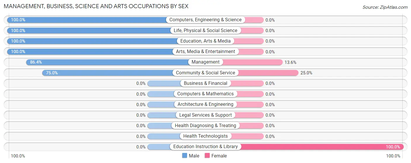 Management, Business, Science and Arts Occupations by Sex in Zip Code 26419