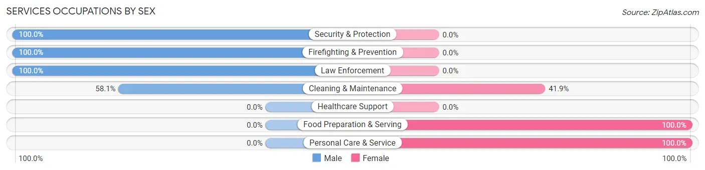Services Occupations by Sex in Zip Code 26425