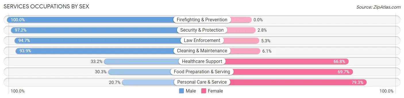 Services Occupations by Sex in Zip Code 26426