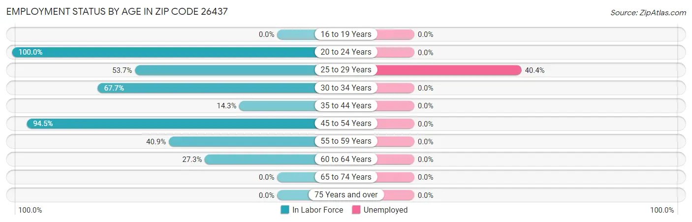 Employment Status by Age in Zip Code 26437