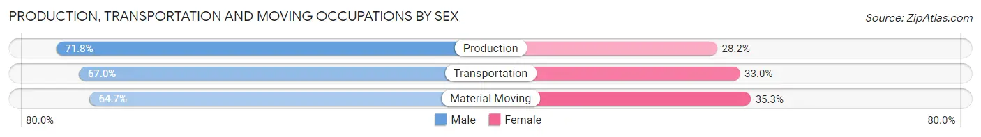 Production, Transportation and Moving Occupations by Sex in Zip Code 26501