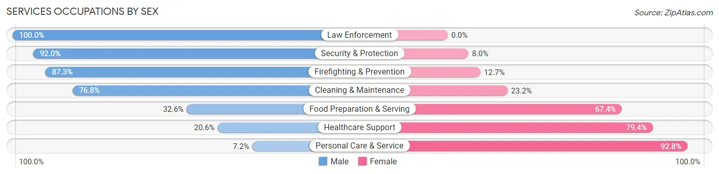 Services Occupations by Sex in Zip Code 26501