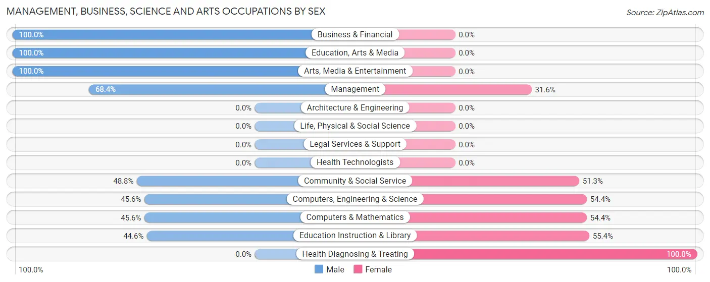 Management, Business, Science and Arts Occupations by Sex in Zip Code 26519