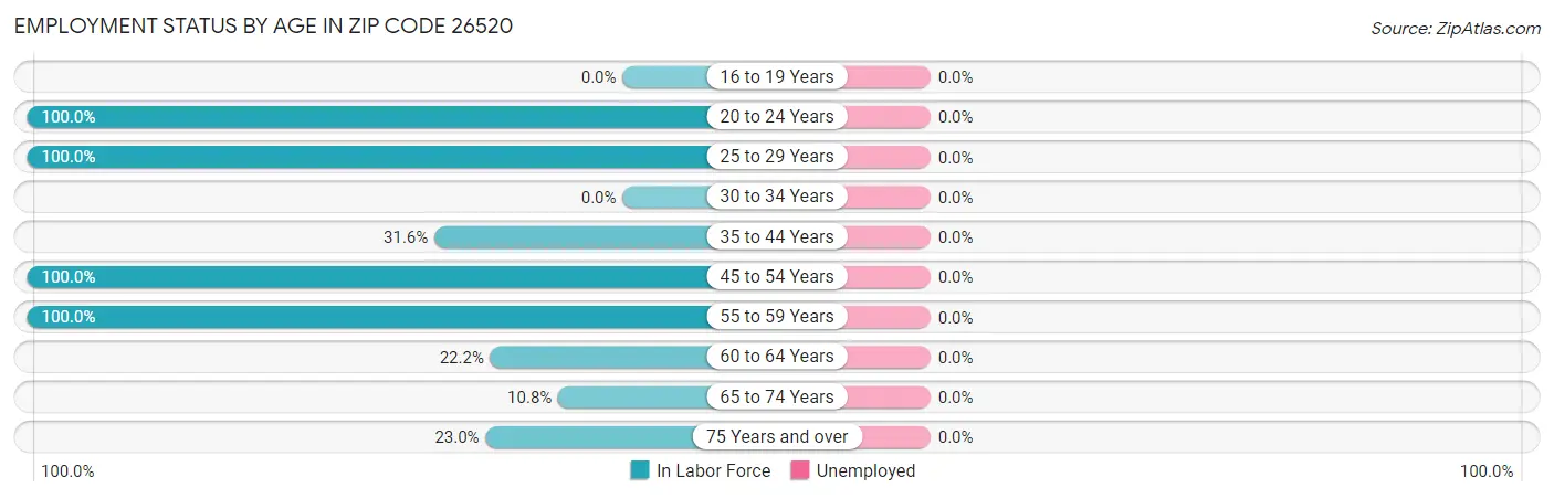 Employment Status by Age in Zip Code 26520