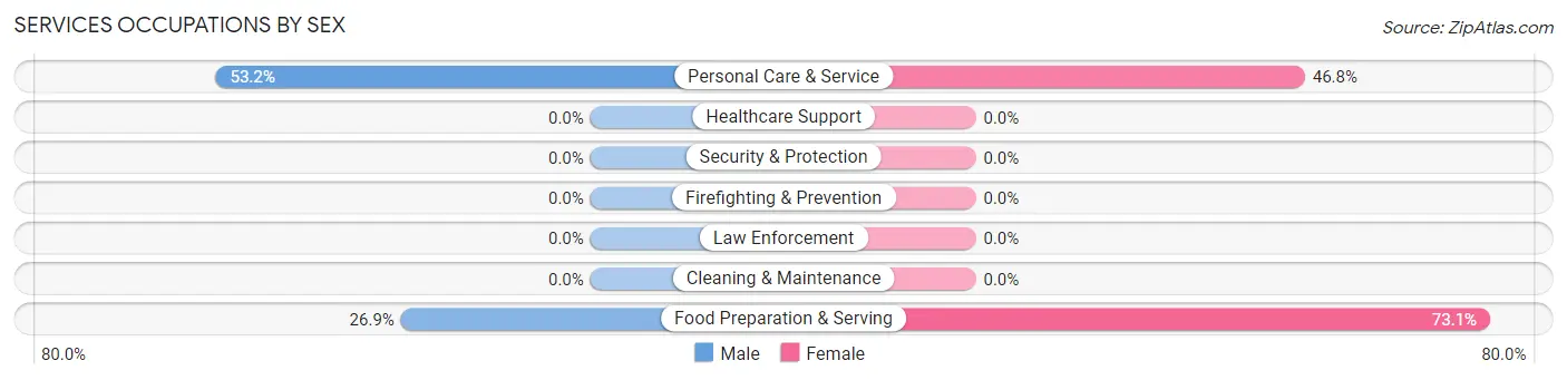 Services Occupations by Sex in Zip Code 26520
