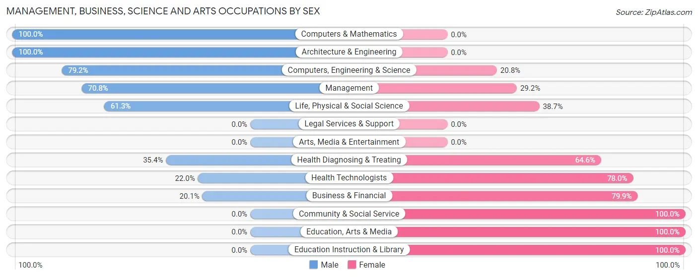 Management, Business, Science and Arts Occupations by Sex in Zip Code 26541