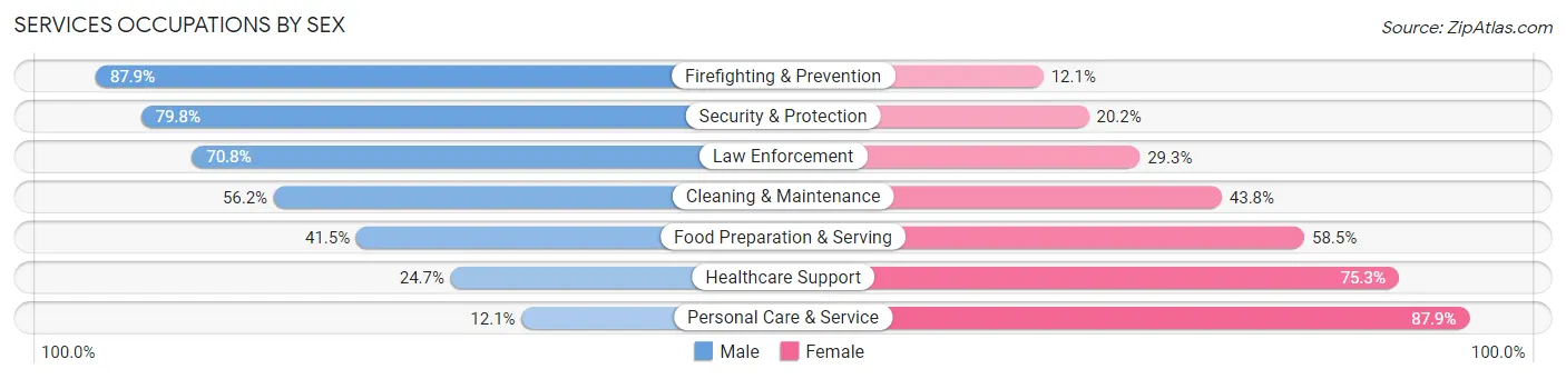 Services Occupations by Sex in Zip Code 26554