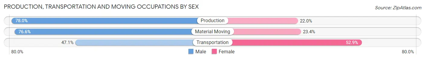 Production, Transportation and Moving Occupations by Sex in Zip Code 26582