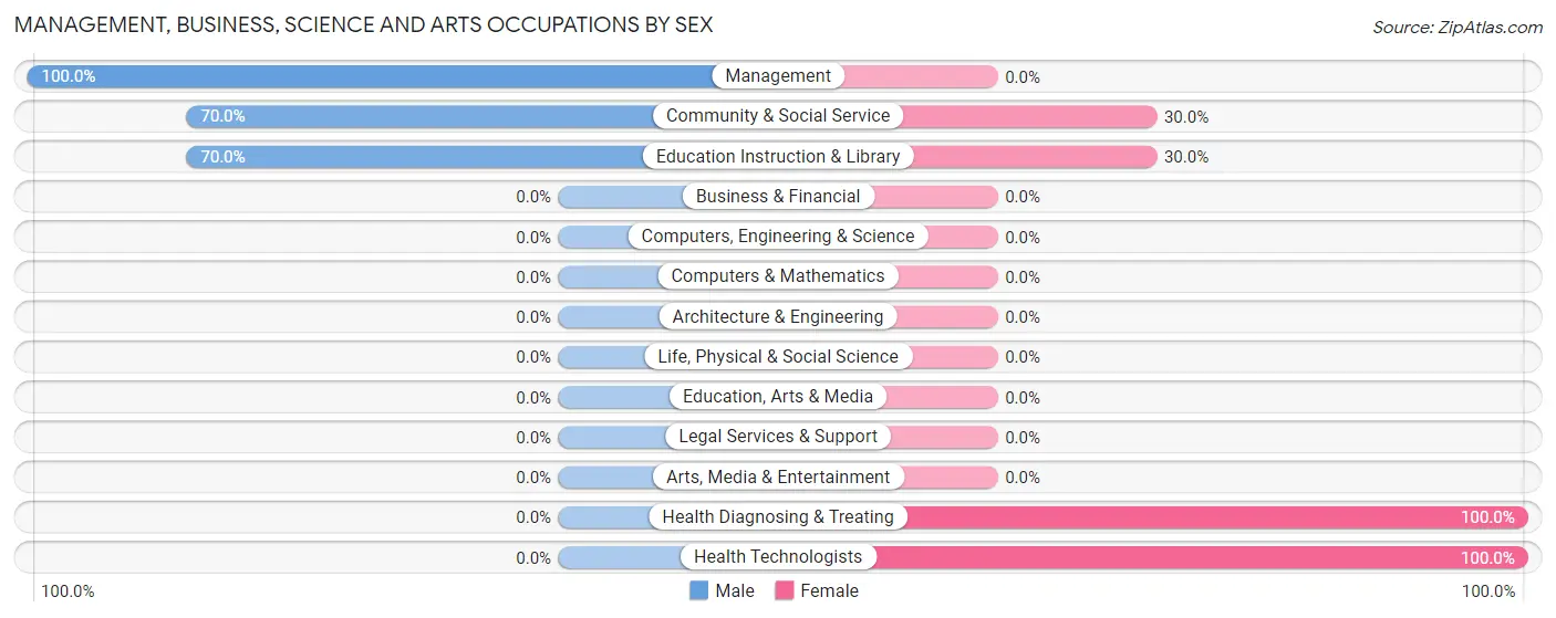 Management, Business, Science and Arts Occupations by Sex in Zip Code 26585