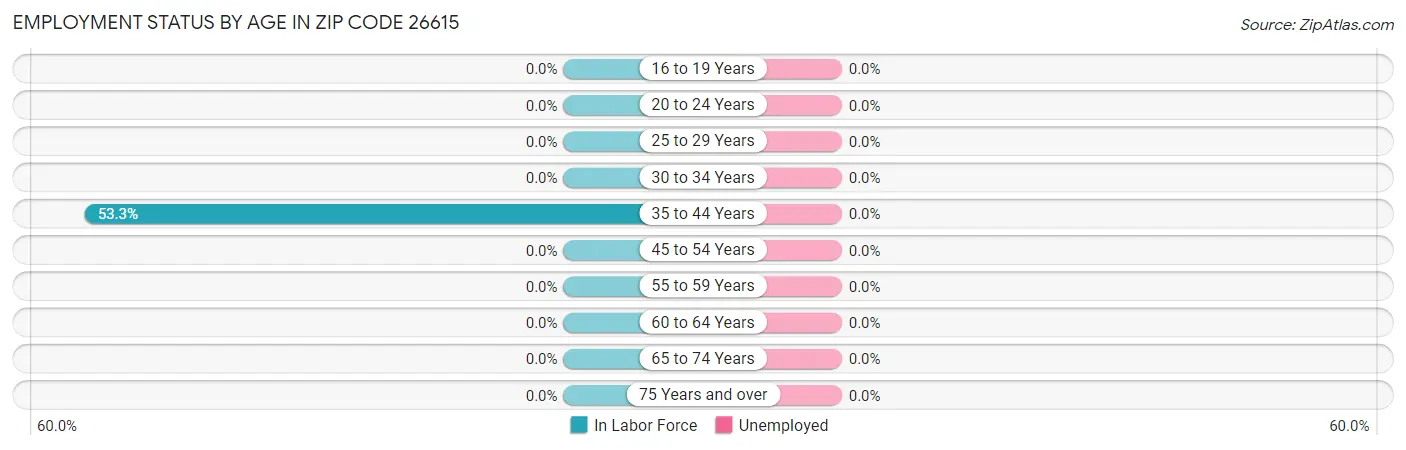 Employment Status by Age in Zip Code 26615