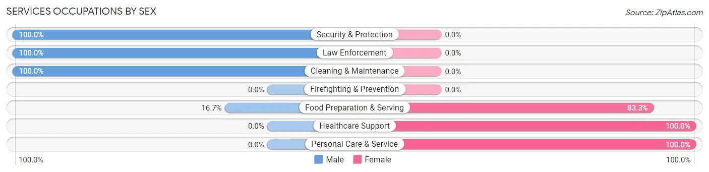 Services Occupations by Sex in Zip Code 26621