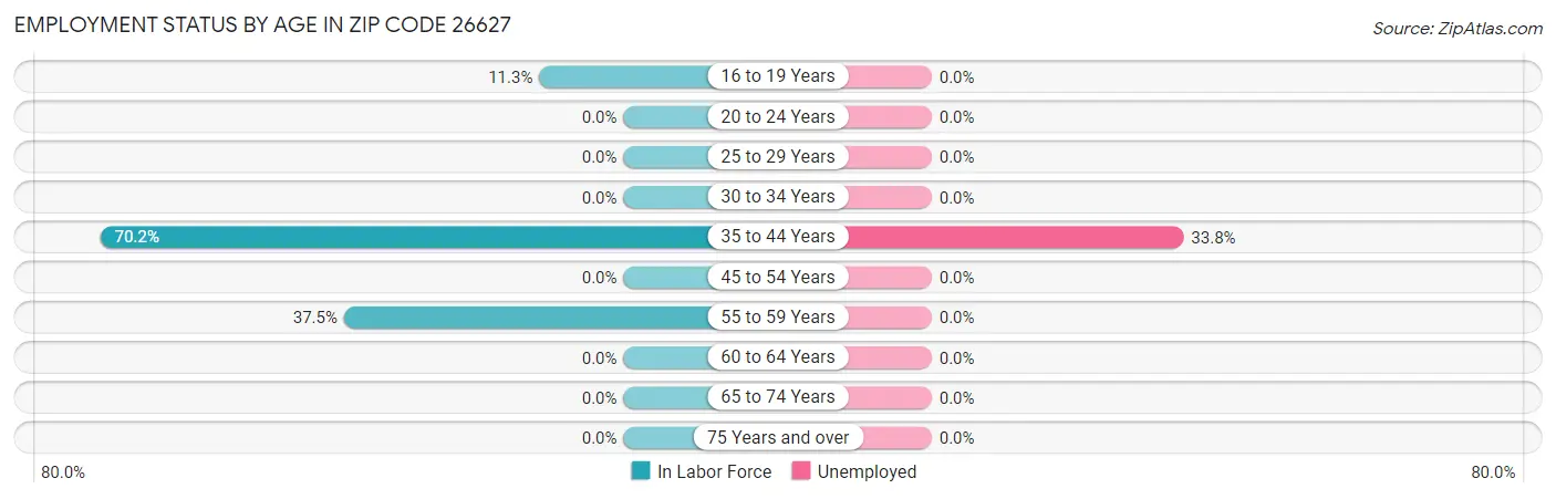 Employment Status by Age in Zip Code 26627
