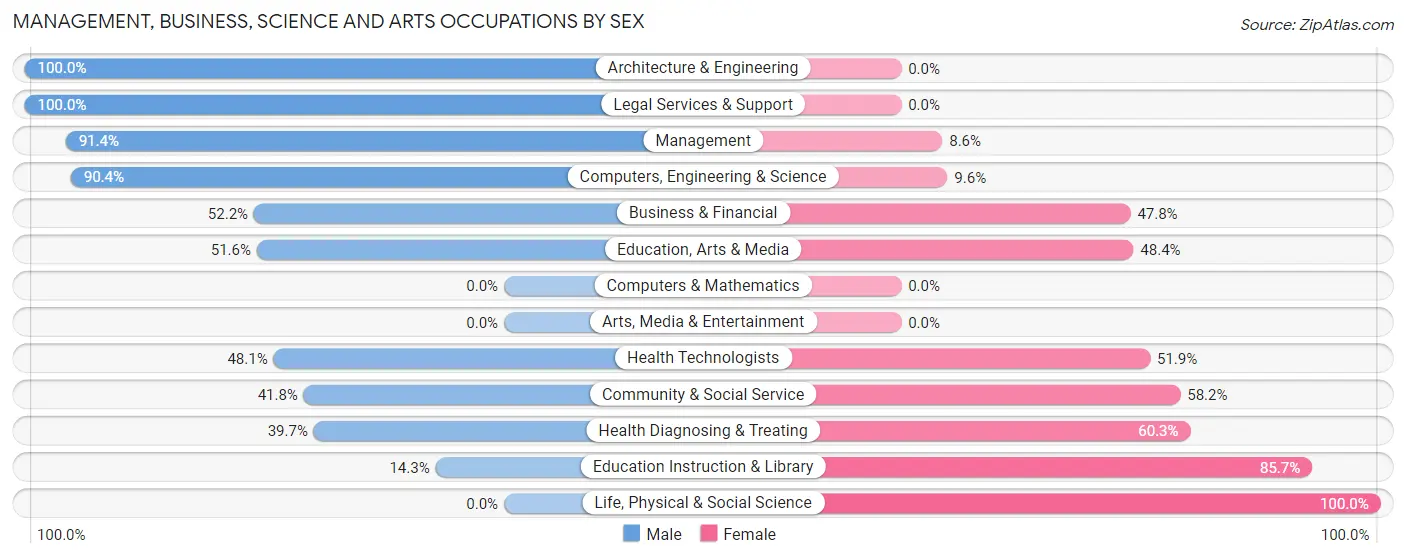 Management, Business, Science and Arts Occupations by Sex in Zip Code 26704
