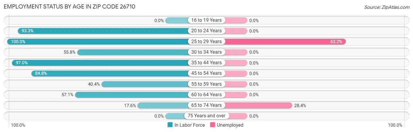 Employment Status by Age in Zip Code 26710
