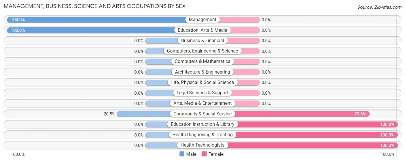 Management, Business, Science and Arts Occupations by Sex in Zip Code 26716