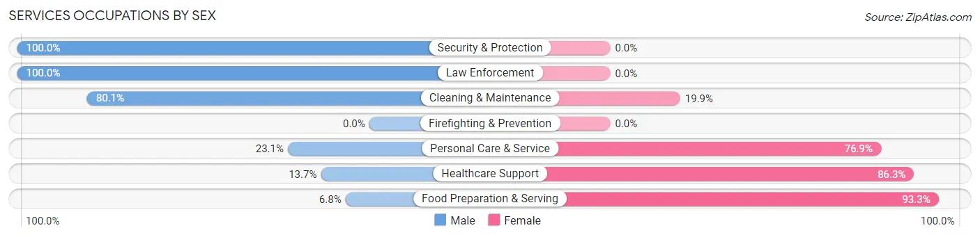 Services Occupations by Sex in Zip Code 26726