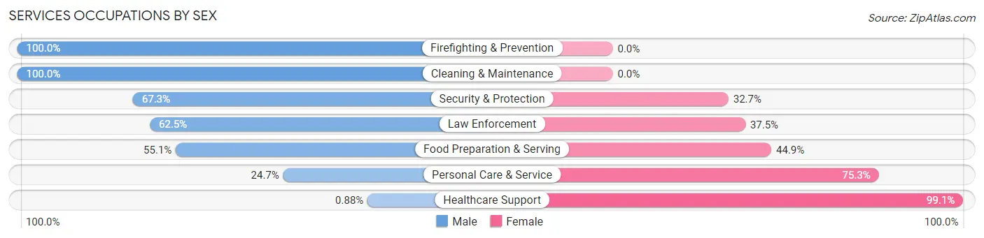 Services Occupations by Sex in Zip Code 26757