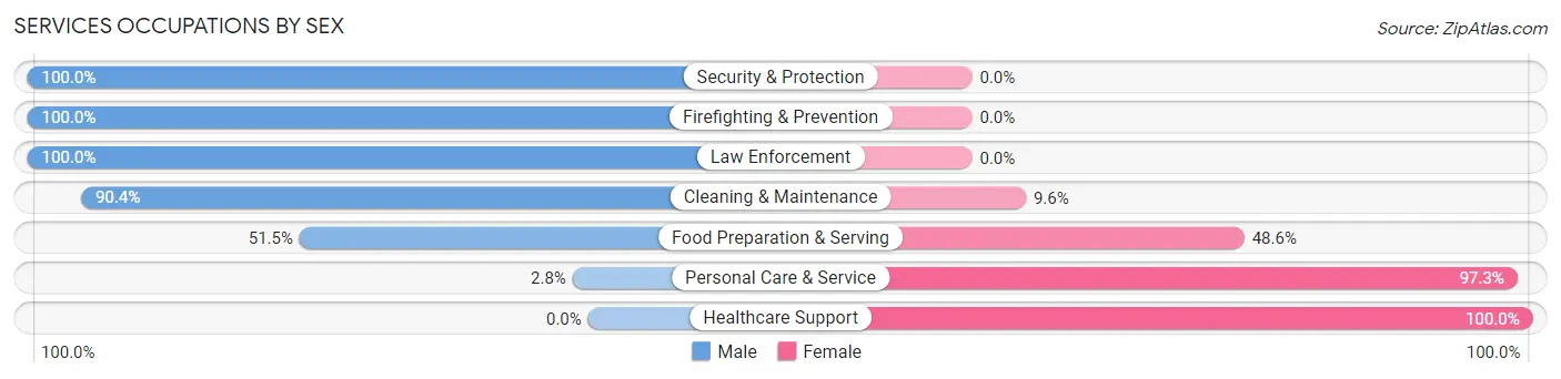 Services Occupations by Sex in Zip Code 26764