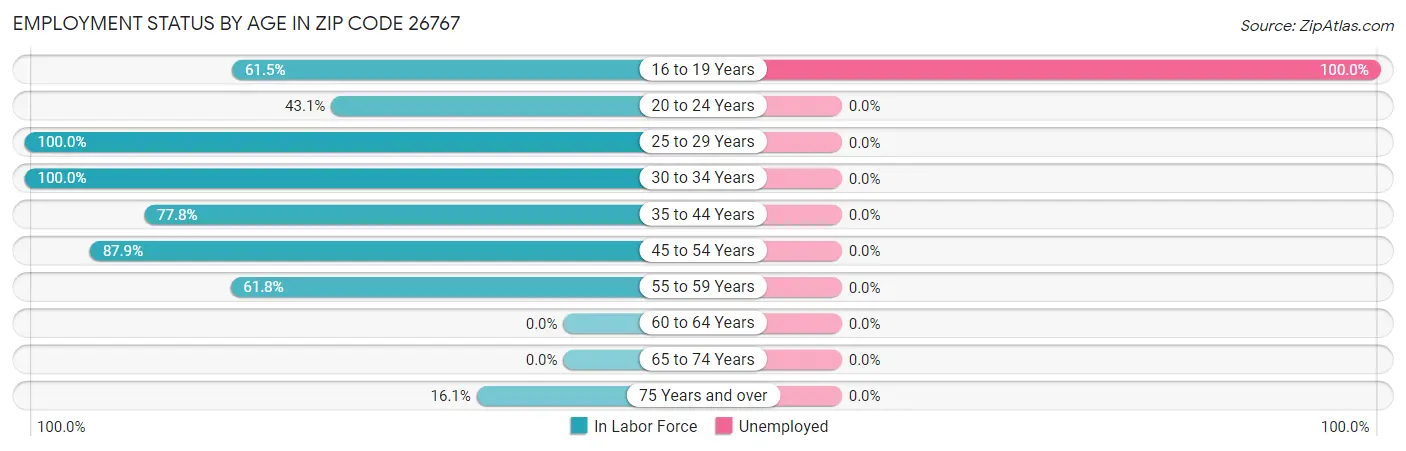 Employment Status by Age in Zip Code 26767
