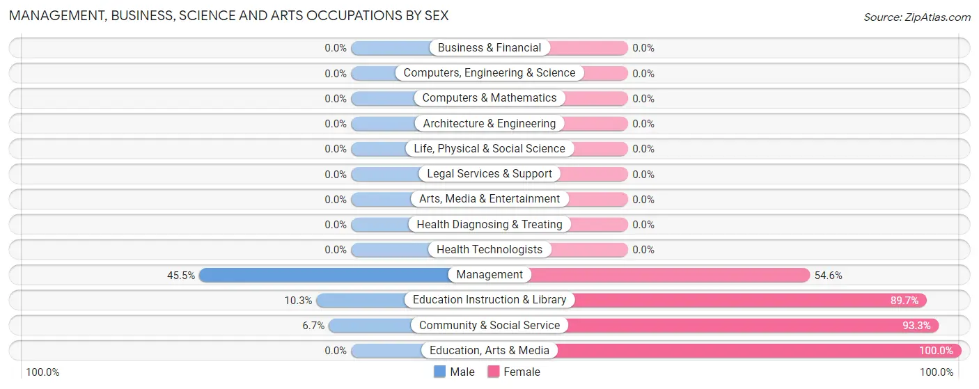 Management, Business, Science and Arts Occupations by Sex in Zip Code 26804
